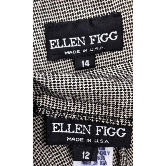 Vintage Ellen Figg Brown Houndstooth Blazer and Pants Suit Set Size 12/14 - Picture 8 of 8